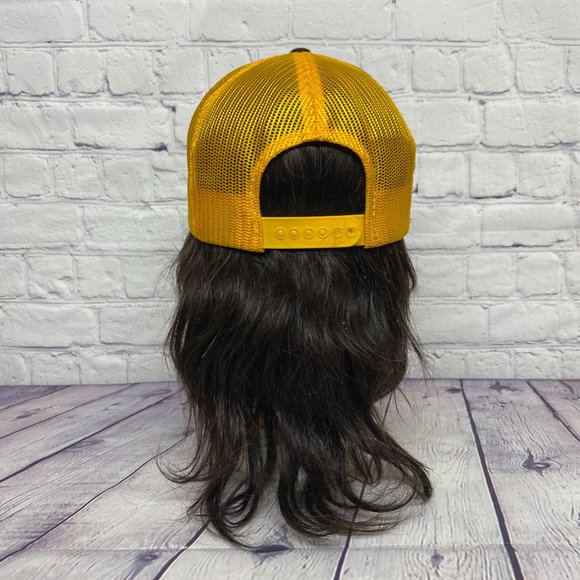 Vintage Hat Cap Snapback Black Yellow WILTER Auto UAP Trucker Bill Curved Item2 - Picture 3 of 8